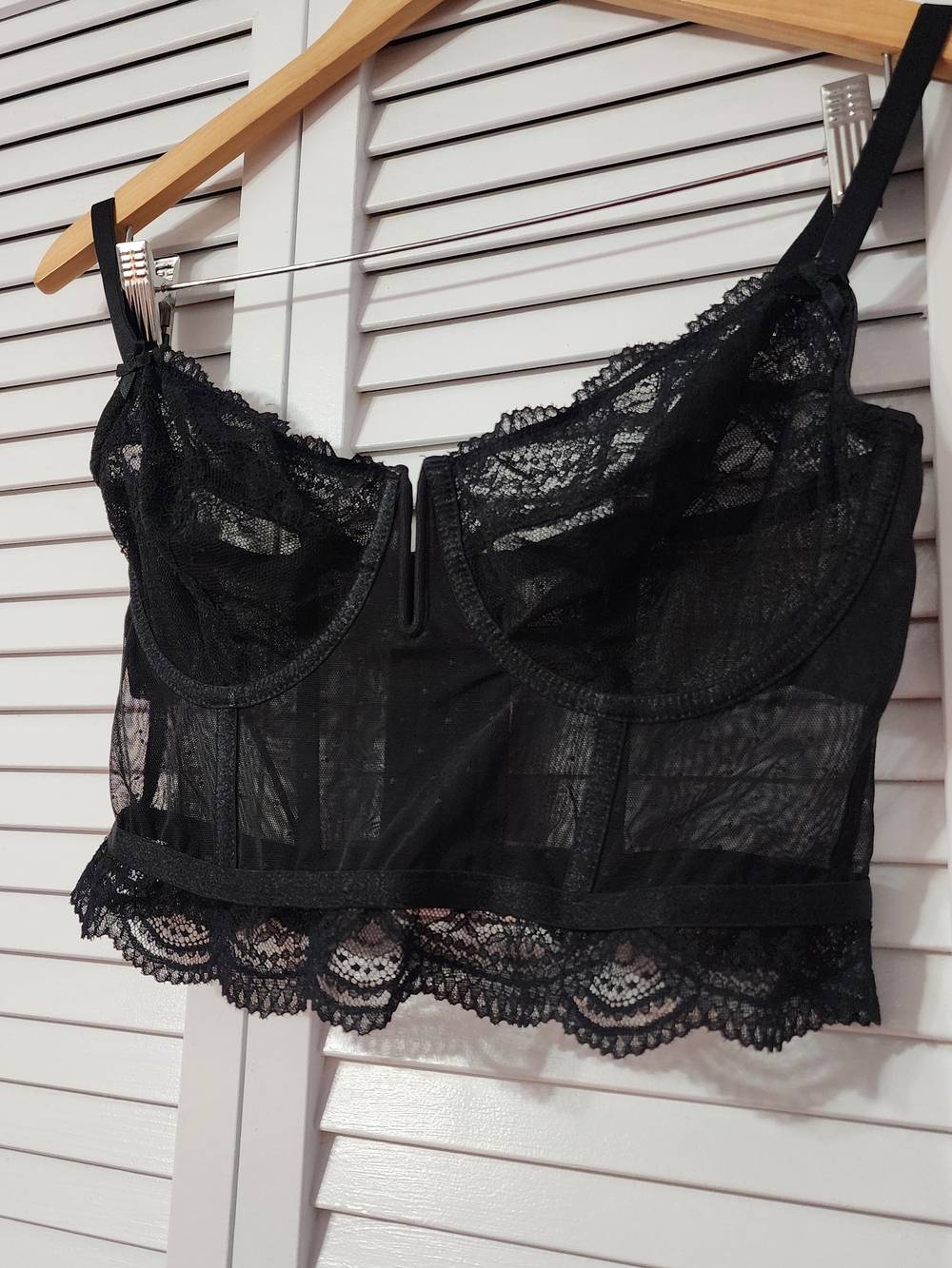 Black Lace Bustier Crop Top - Women's Intimates - Picture 5 of 8